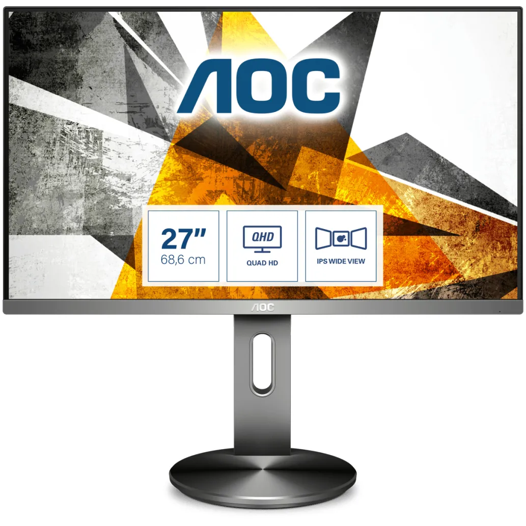 Monitor AOC 68,6 cm (27,0") Q2790PQE 2560x1440 IPS 5ms VGA 2xHDMI DisplayPort 2xUSB3.0 Pivot 3H sRGB125% 90-Series Monitor AOC 68,6 cm (27,0") Q2790PQE 2560x1440 IPS 5ms VGA 2xHDMI DisplayPort 2xUSB3.0 Pivot 3H sRGB125% 90-Series