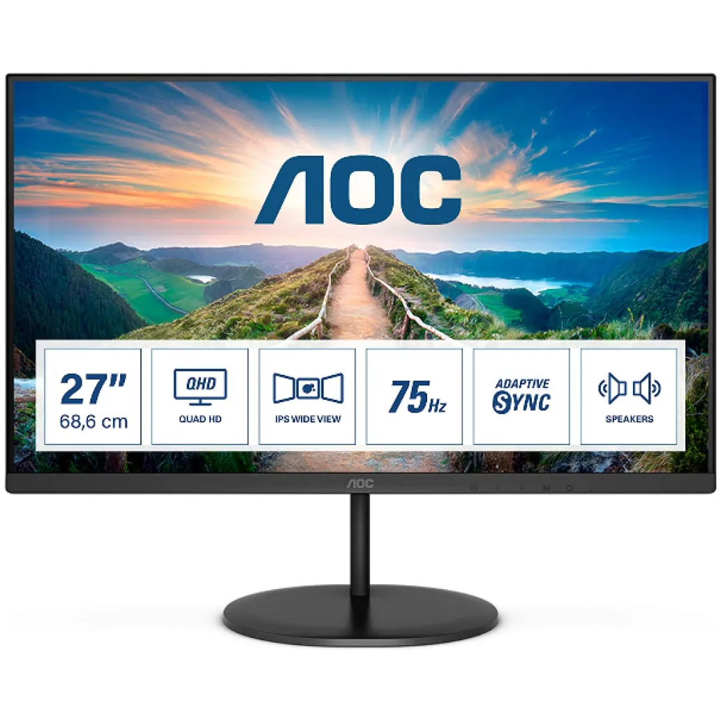 Monitor AOC 68,5 cm (27,0") Q27V4EA 2560x1440 75Hz IPS 4ms HDMI DisplayPort zvočniki 3H sRGB104% Monitor AOC 68,5 cm (27,0") Q27V4EA 2560x1440 75Hz IPS 4ms HDMI DisplayPort zvočniki 3H sRGB104%