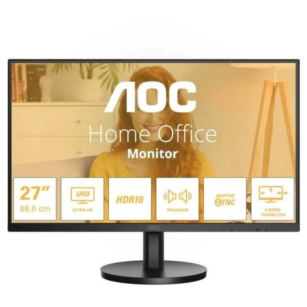 Monitor AOC 68,6 cm (27,0") U27B3A 3840x2160 IPS 4ms 2xHDMI DisplayPort Zvočniki 3H AdaptiveSync HDR10 BasicLine Monitor AOC 68,6 cm (27,0") U27B3A 3840x2160 IPS 4ms 2xHDMI DisplayPort Zvočniki 3H AdaptiveSync HDR10 BasicLine