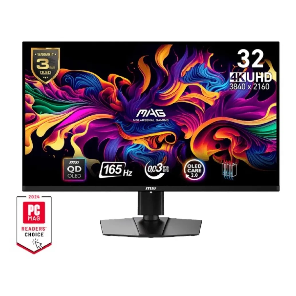 Monitor MSI 80 cm (31,5") MAG 321UP QD-OLED 3840x2160 Gaming 165Hz QD-OLED 0,03ms 2xHDMI DisplayPort USB-C 15W Pivot DCI-P3-99% AdaptiveSync MAG Monitor MSI 80 cm (31,5") MAG 321UP QD-OLED 3840x2160 Gaming 165Hz QD-OLED 0,03ms 2xHDMI DisplayPort USB-C 15W Pivot DCI-P3-99% AdaptiveSync MAG