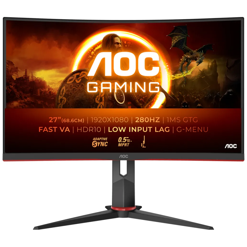 Monitor AOC 68,6 cm (27,0") C27G2Z3 1920x1080 Curved Gaming 280Hz Fast-VA 0,5ms 2xHDMI DisplayPort HAS AdaptiveSync HDR10 G2 Monitor AOC 68,6 cm (27,0") C27G2Z3 1920x1080 Curved Gaming 280Hz Fast-VA 0,5ms 2xHDMI DisplayPort HAS AdaptiveSync HDR10 G2