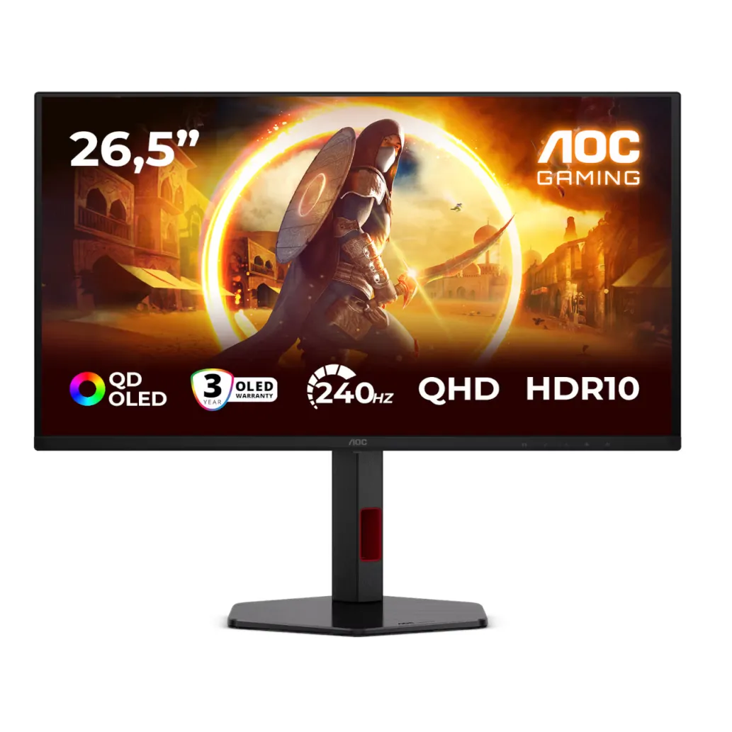 Monitor AOC 67,3 cm (26,5) Q27G4ZDR 2560x1440 Gaming 240Hz OLED 0,03ms 2xHDMI DisplayPort 2xUSB3.2 Pivot 2H DCI-P3-99% AdaptiveSync G-Sync Compatible HDR10 G4 PiP Monitor AOC 67,3 cm (26,5) Q27G4ZDR 2560x1440 Gaming 240Hz OLED 0,03ms 2xHDMI DisplayPort 2xUSB3.2 Pivot 2H DCI-P3-99% AdaptiveSync G-Sync Compatible HDR10 G4 PiP
