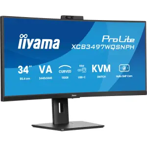 Monitor Iiyama 86,4 cm (34,0") XCB3497WQSNPH-B1 3440x1440 Curved 120Hz VA 0,4ms 2xHDMI DisplayPort USB-C 95W 2xUSB3.2 2xUSB-C-Out Pivot Zvočniki 2x5W  DCI-P3-90% FreeSync Premium RJ45 KVM
