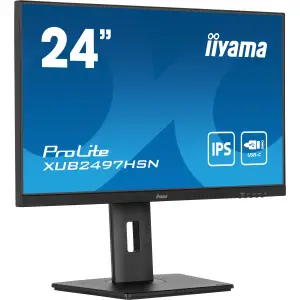 Monitor Iiyama 60,5 cm (23,8") XUB2497HSN-B2 1920x1080 100Hz IPS 1ms HDMI DisplayPort USB-C 65W DP-Out 4xUSB3.2 Pivot Zvočniki  sRGB99% RJ45 ProLite Daisy Chain
