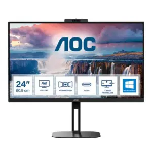Monitor AOC 60,5 cm (23,8") 24V5CW 1920x1080 75Hz IPS 4ms HDMI DisplayPort USB-C 65W 4xUSB3.2 Pivot Kamera Zvočniki  sRGB119% FreeSync E-Line