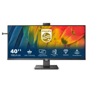 Monitor Philips 101,6 cm (40) 40B1U5601H 3440x1440 120Hz IPS 4ms HDMI DisplayPort 2xUSB-C 100W DP-Out 4xUSB3.2 HAS Kamera Zvočniki  3H sRGB121% KVM RJ45 HDR10 Serija 5000 Kamera
