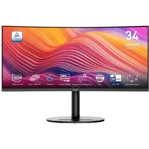 Monitor MSI 86,4 cm (34,0") MD342CQP 3440x1440 Curved 120Hz VA 1ms 2xHDMI 1xDisplayPort 1.4 98W USB-C-Out Pivot Zvočniki 2x3W  DCI-P3-95% FreeSync Premium KVM HDR Modern