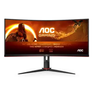 Monitor AOC 86,4 cm (34,0") CU34G2XP 3440x1440 Curved Gaming 180Hz VA 1ms 2xHDMI 2xDisplayPort 4xUSB3.2 HAS Zvočniki  3H sRGB126,5% AdaptiveSync HDR400