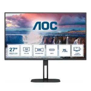 Monitor AOC 68,6 cm (27,0") 27V5CE 1920x1080 75Hz IPS 1ms HDMI DP Via USB-C USB-C 65W 4xUSB3,2 Zvočniki  3H sRGB123% FreeSync